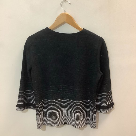 Ming Wang Black white and silver strip detail Jacket Medium - Picture 2 of 4